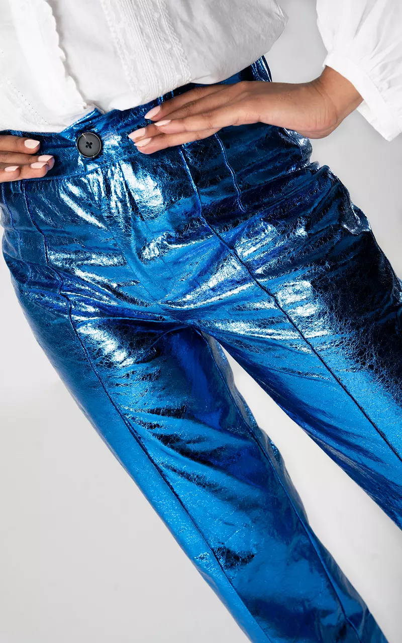 Metallic straight fit pants Cobalt Blue