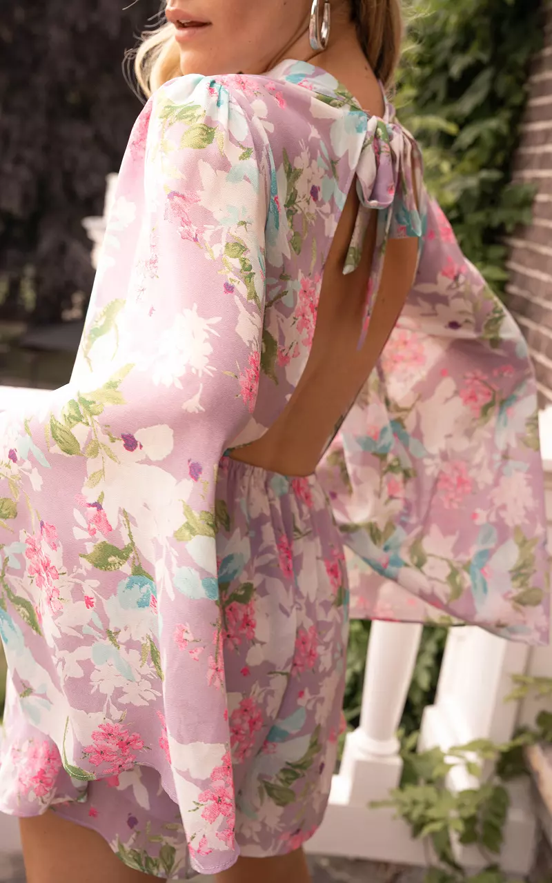 Jumpsuit with flared sleeves Lilac White