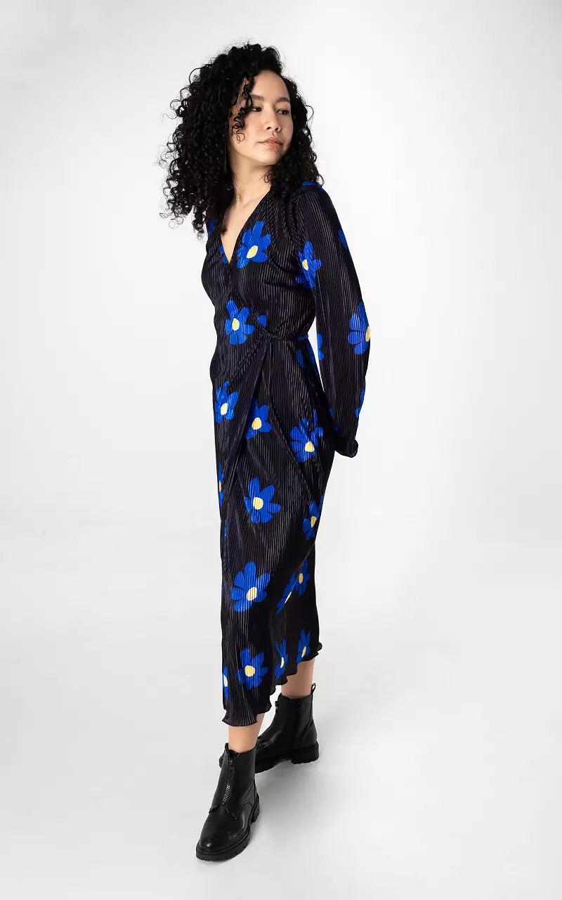 Overslag maxi jurk met print Zwart Blauw