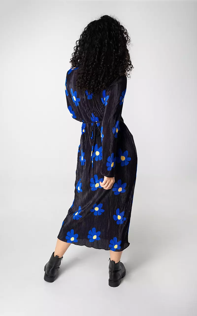 Wrap-around maxi dress with print Black Blue