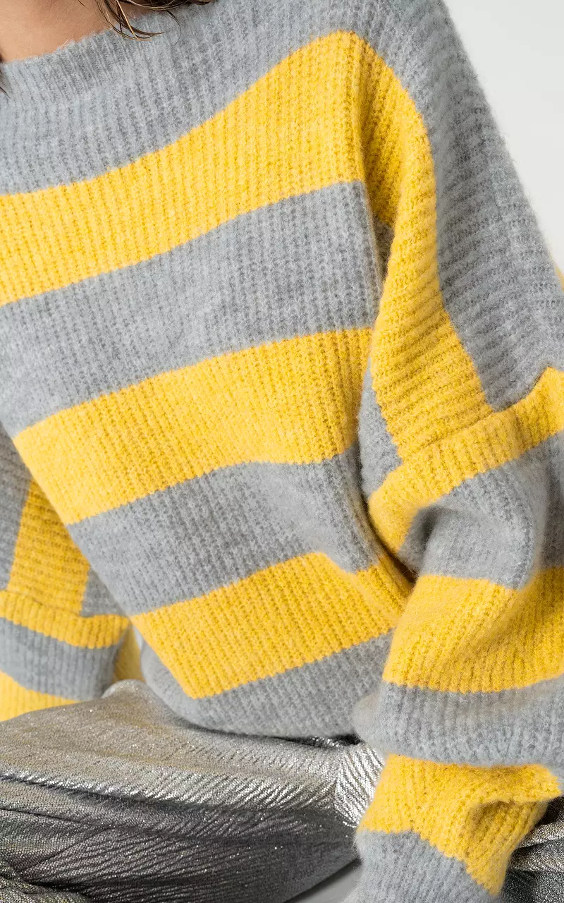 Oversized striped sweater Light Grey Yellow