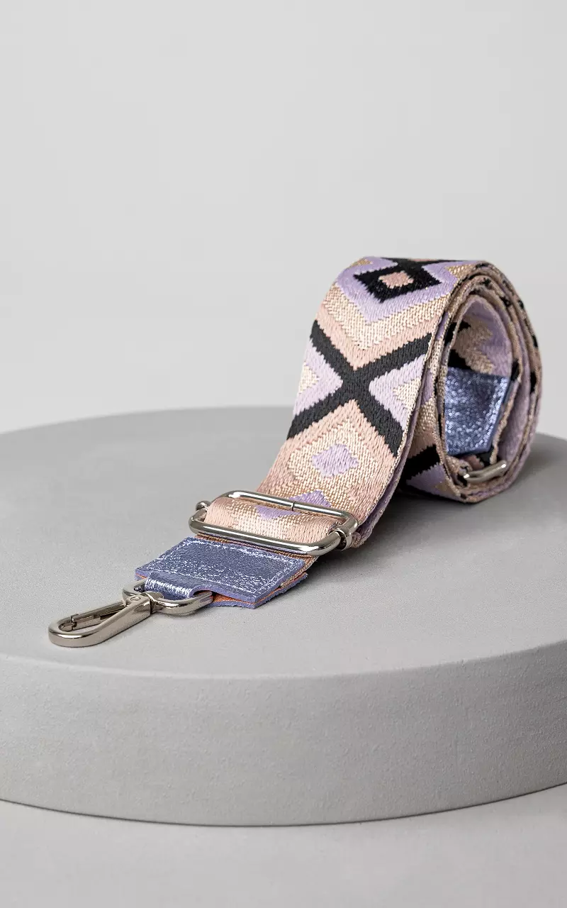 Adjustable bag strap with pattern Lilac Silver