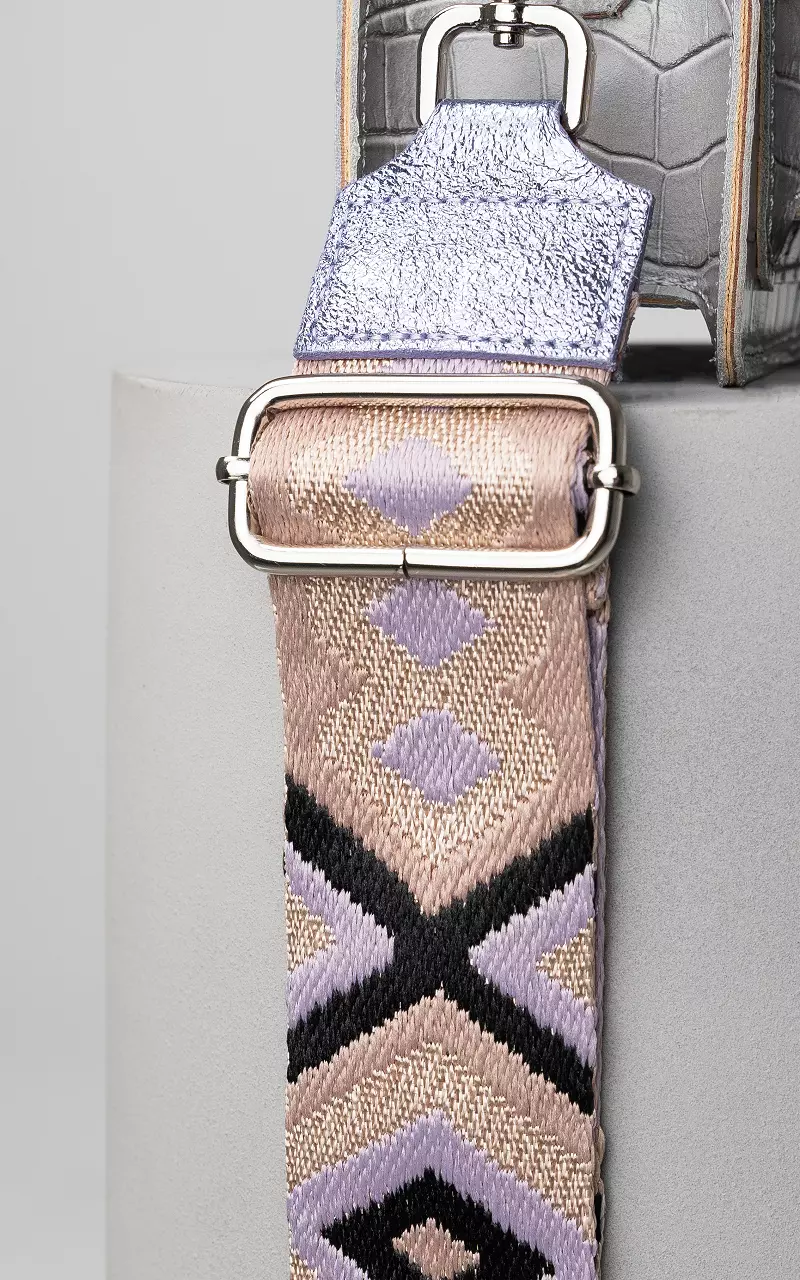 Adjustable bag strap with pattern Lilac Silver