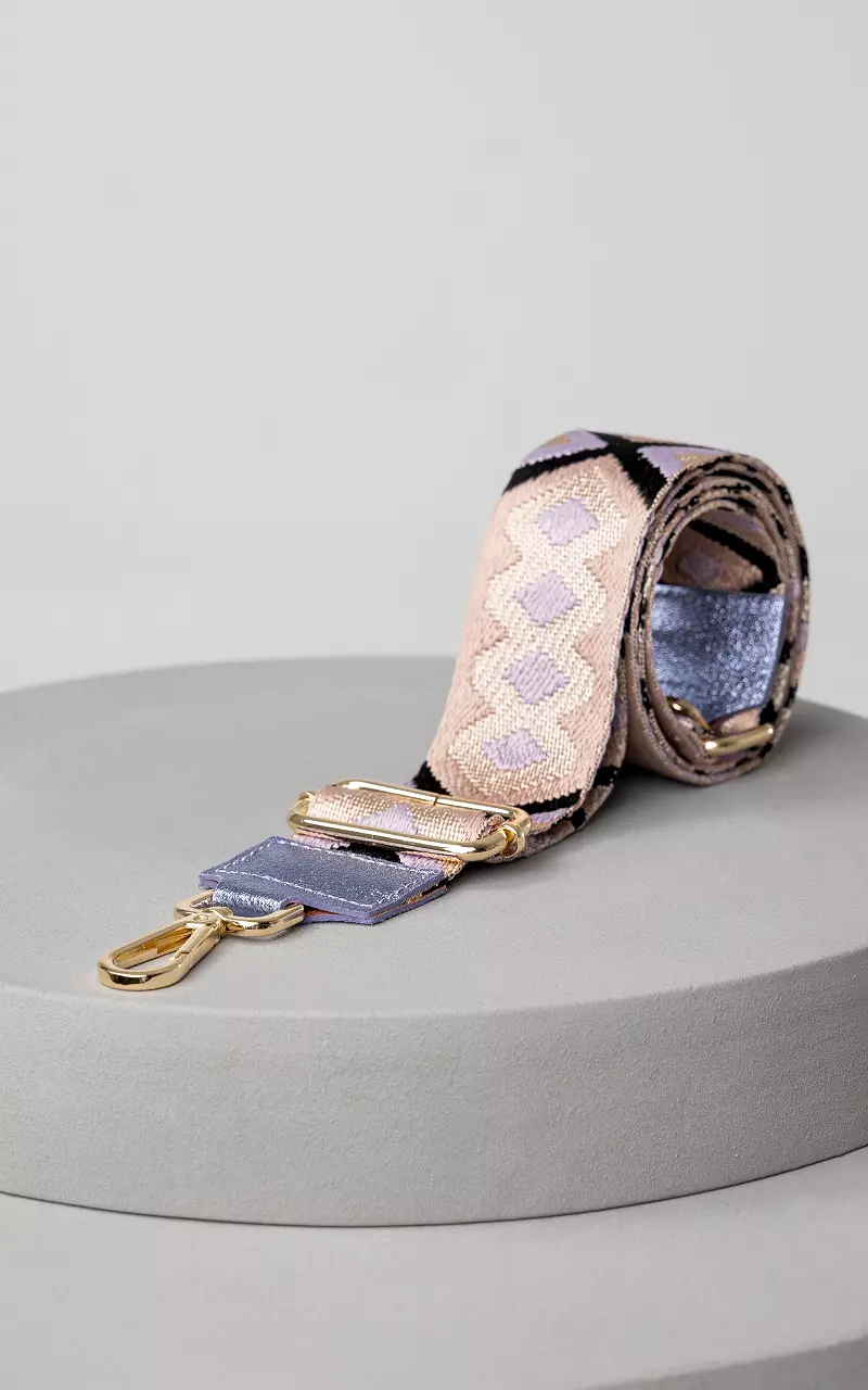 Adjustable bag strap with pattern Lilac Gold