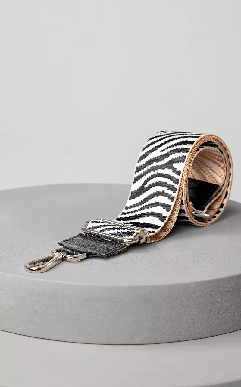 Taschenriemen mit Zebra Muster Schwarz Silber