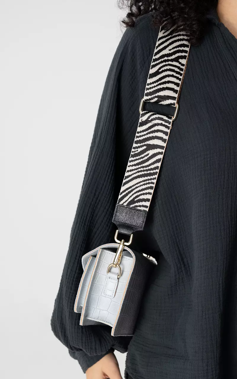 Adjustable bag strap with zebra print Black Gold