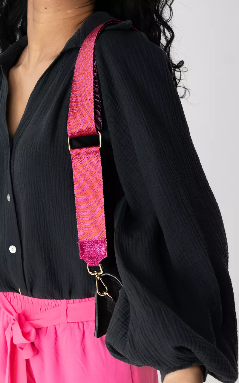 Adjustable bag strap with zebra print Pink Gold