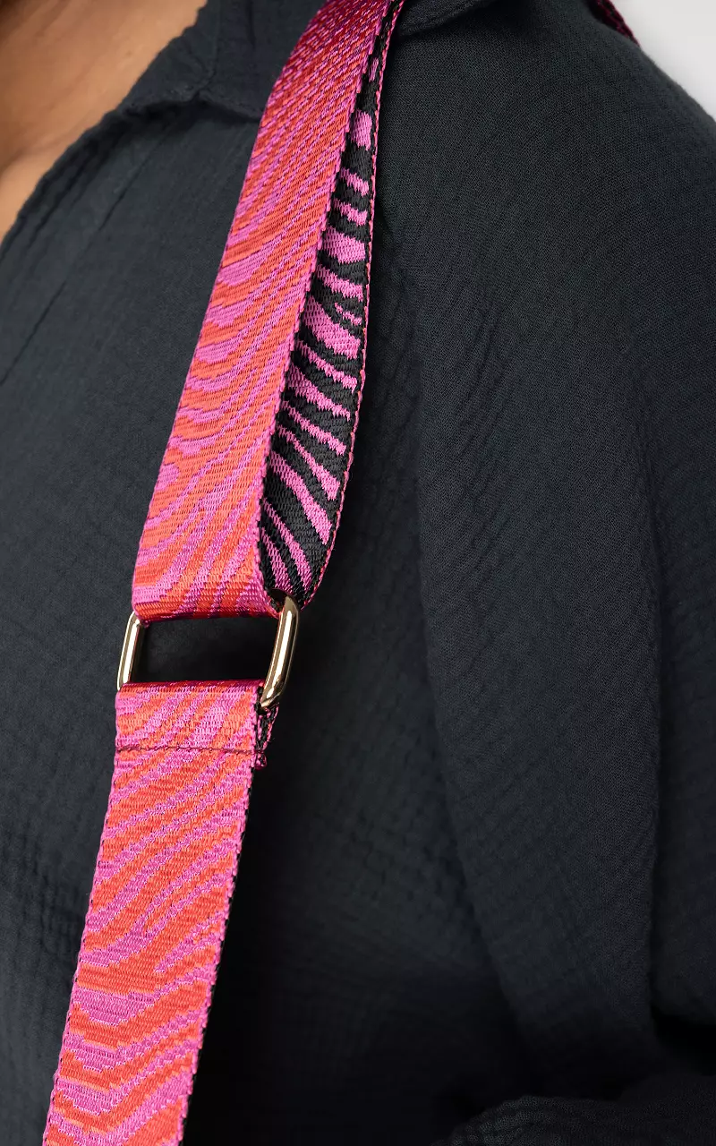 Adjustable bag strap with zebra print Pink Gold