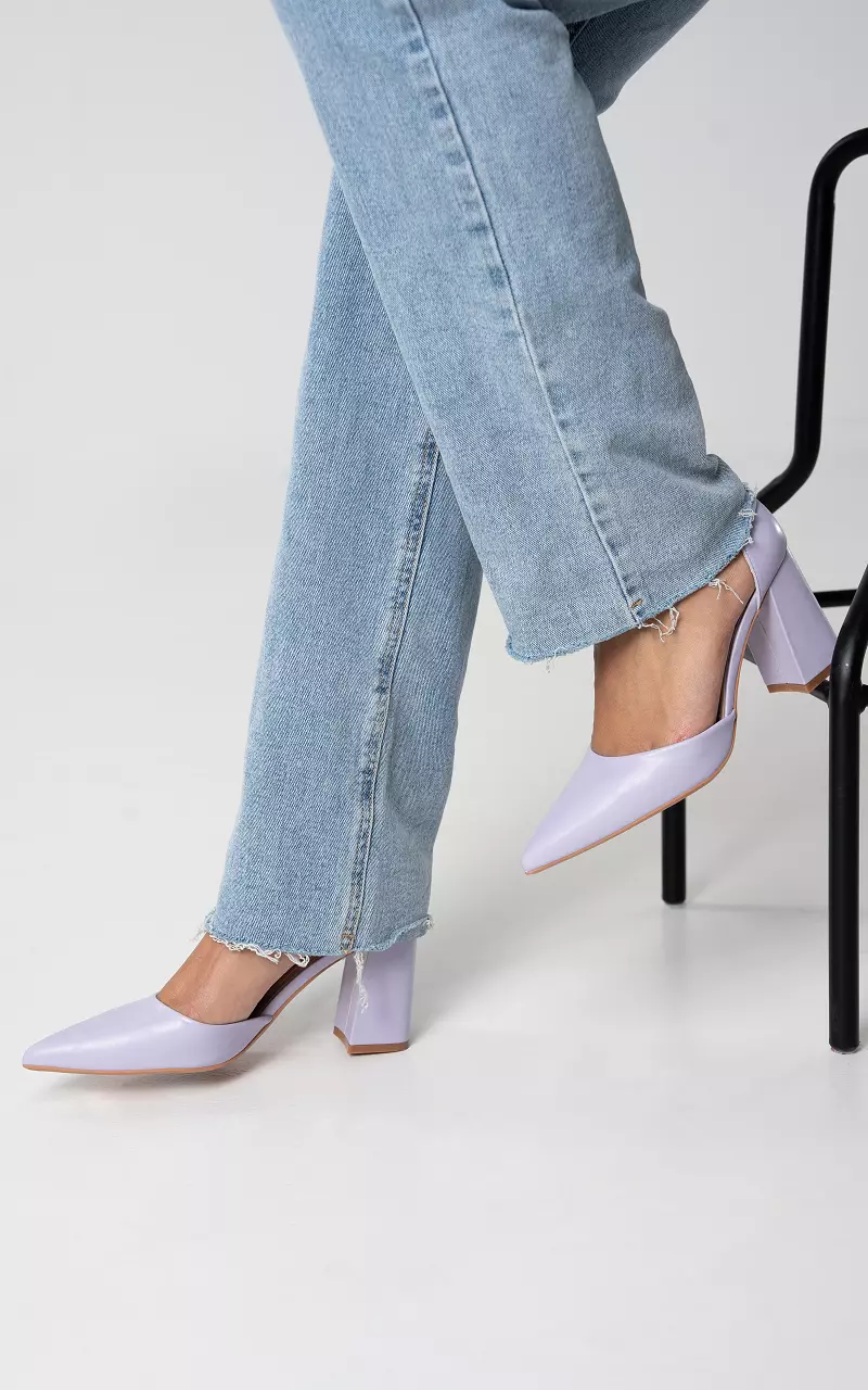 Heels with block heel and adjustable ankle strap Lilac