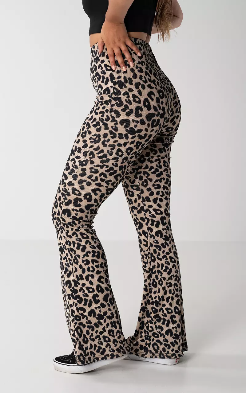 Flared broek met elastieken band Leopard