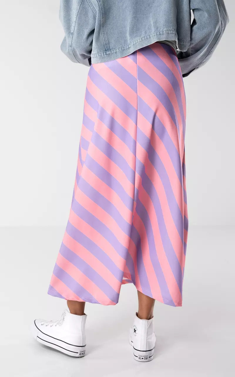 Maxi skirt with striped pattern Pink Lilac