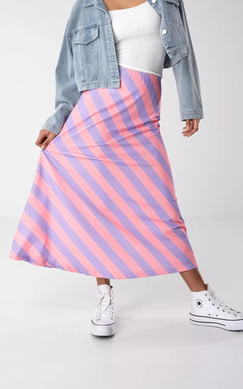 Maxi skirt with striped pattern Pink Lilac