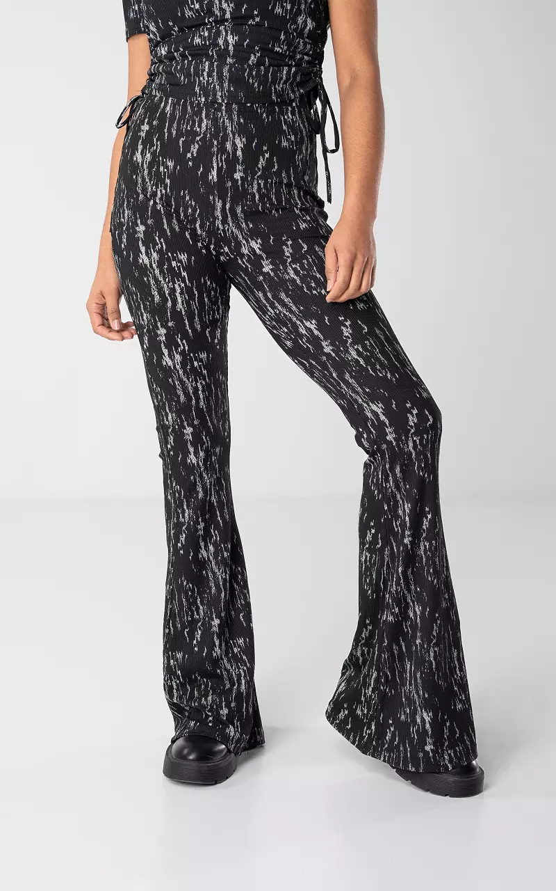 Flared pants with elastic band Black Grey