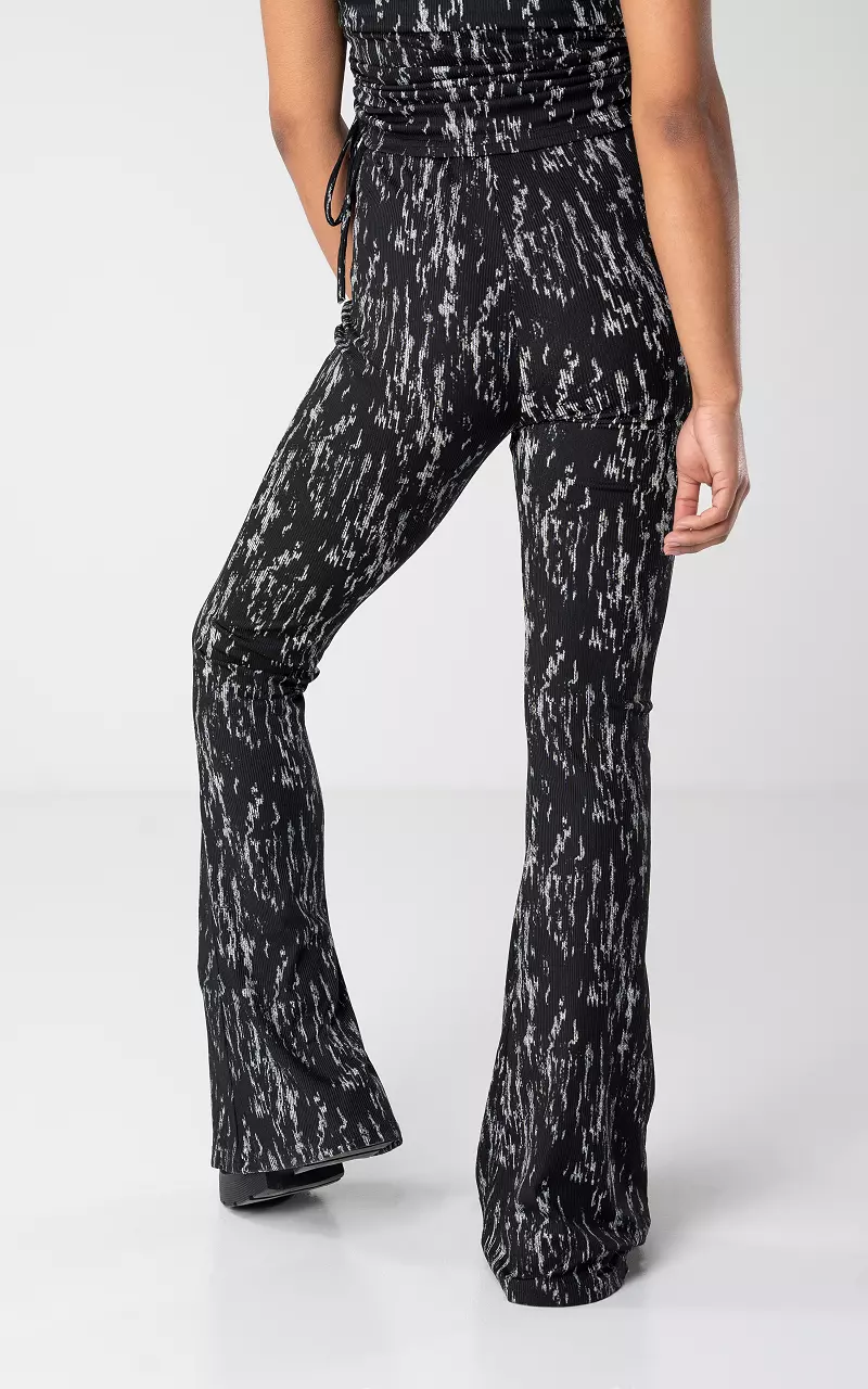 Flared pants with elastic band Black Grey