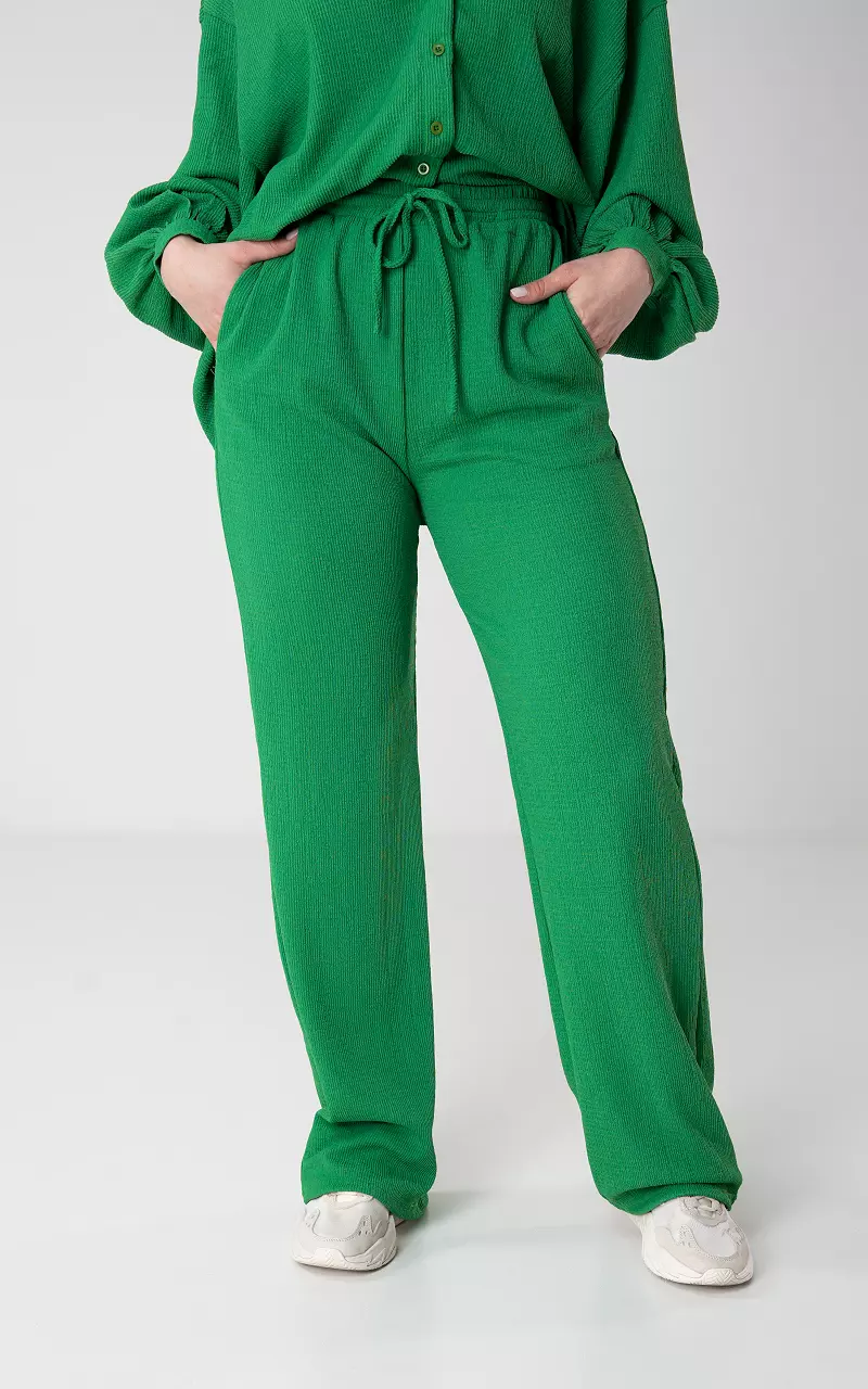 Wide leg broek met strikdetail Groen