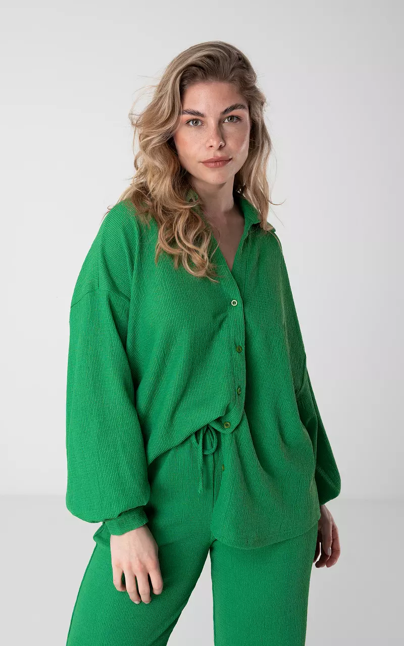 Oversized blouse with buttons Green