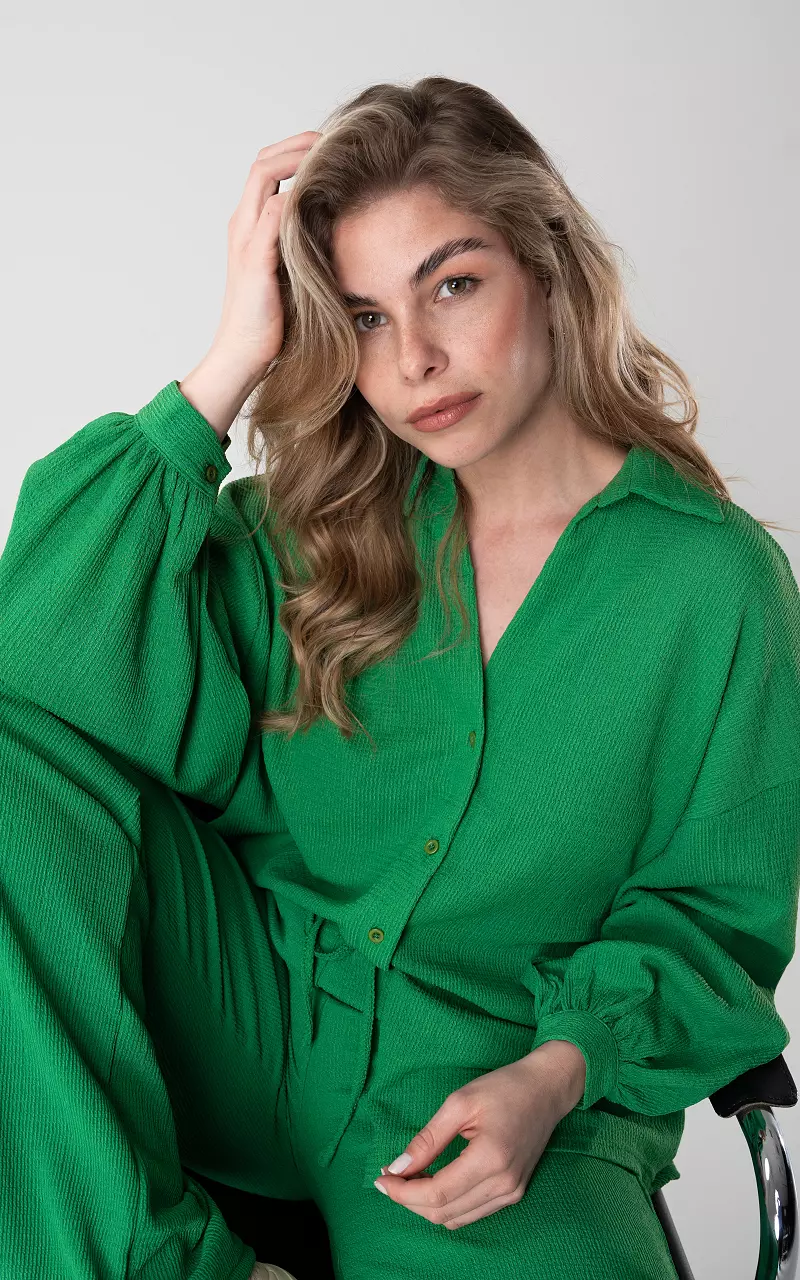 Oversized blouse with buttons Green