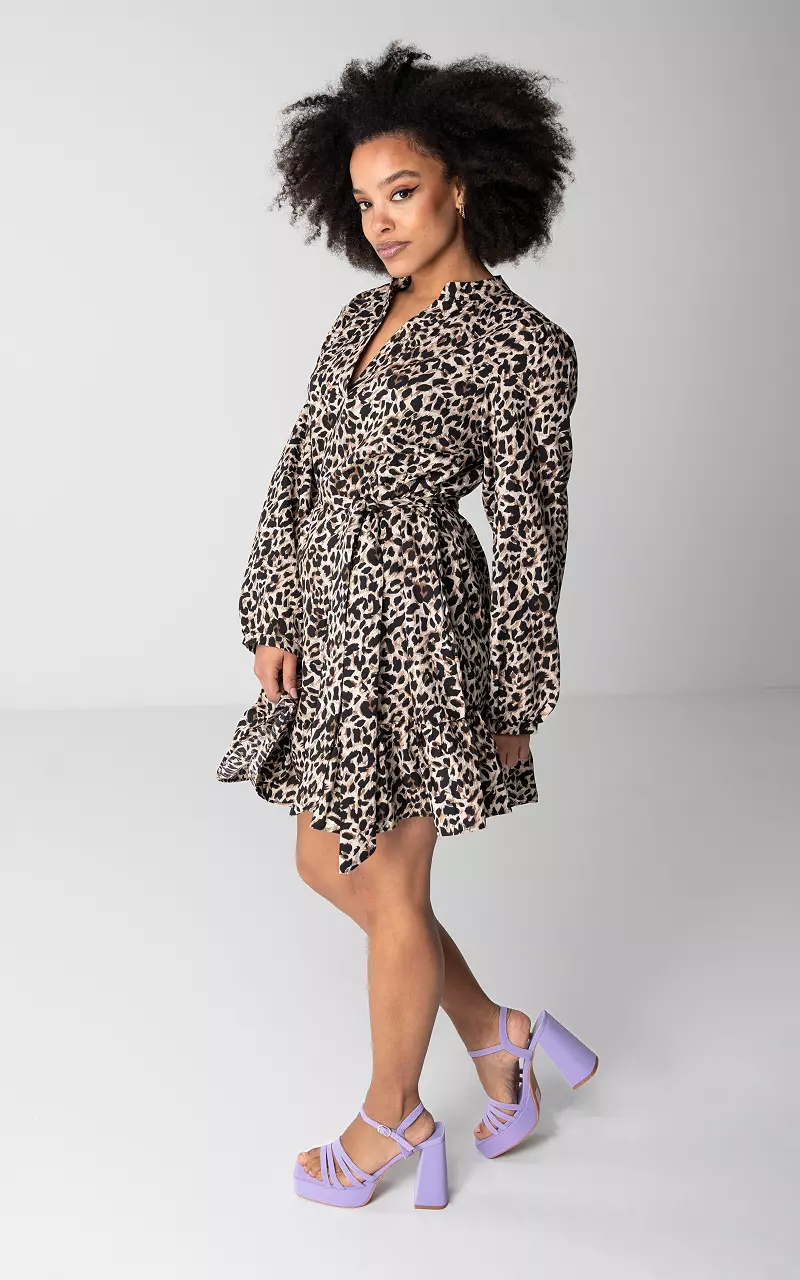 Kleid mit V-Ausschnitt Leopard