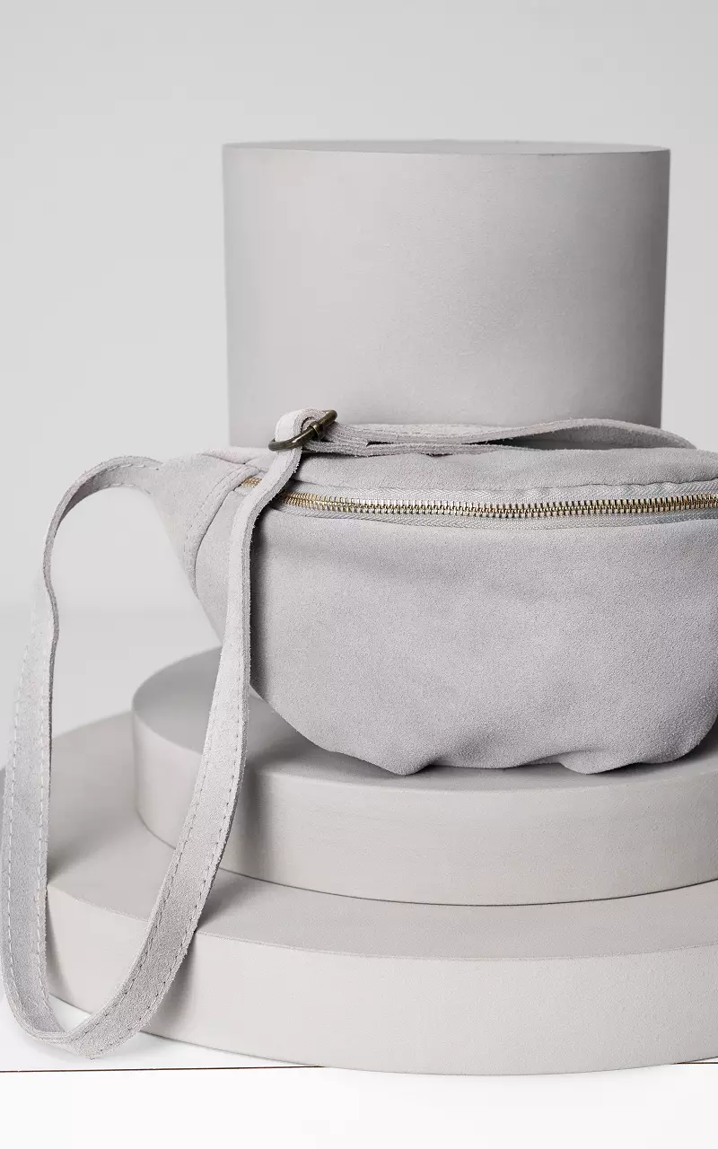 Wildleder-Hüfttasche mit Reißverschluss Grau