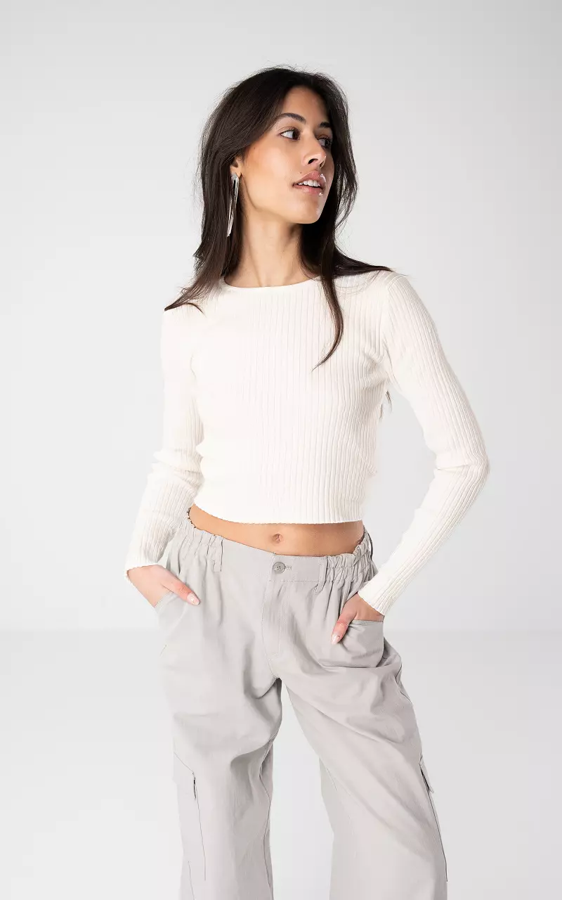 Cropped top with open back Cream
