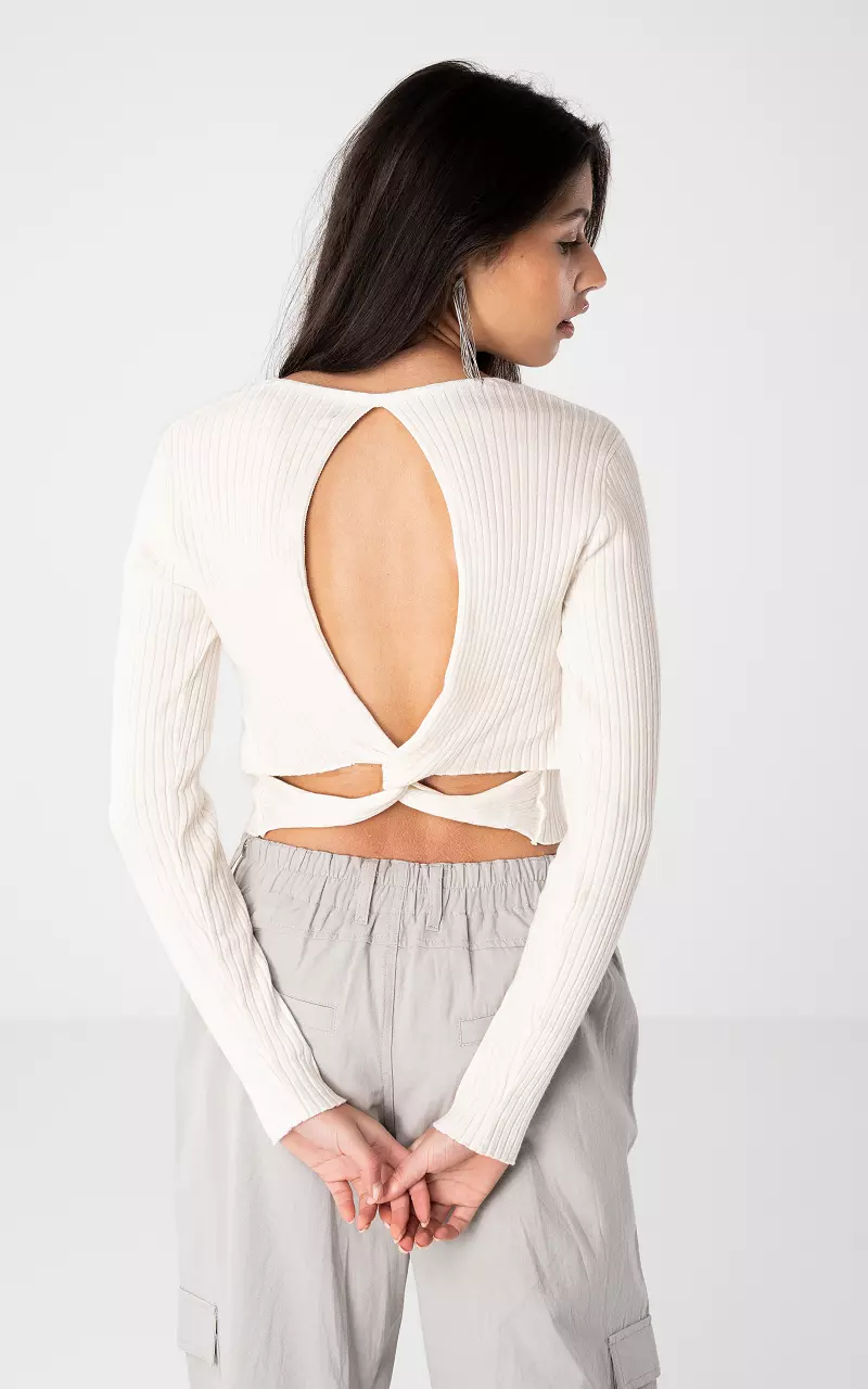 Cropped top with open back Cream