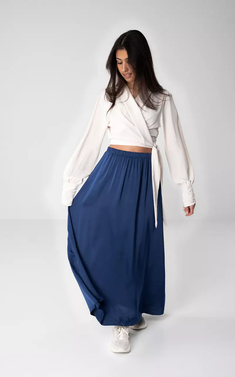 Satin-look maxi skirt Blue