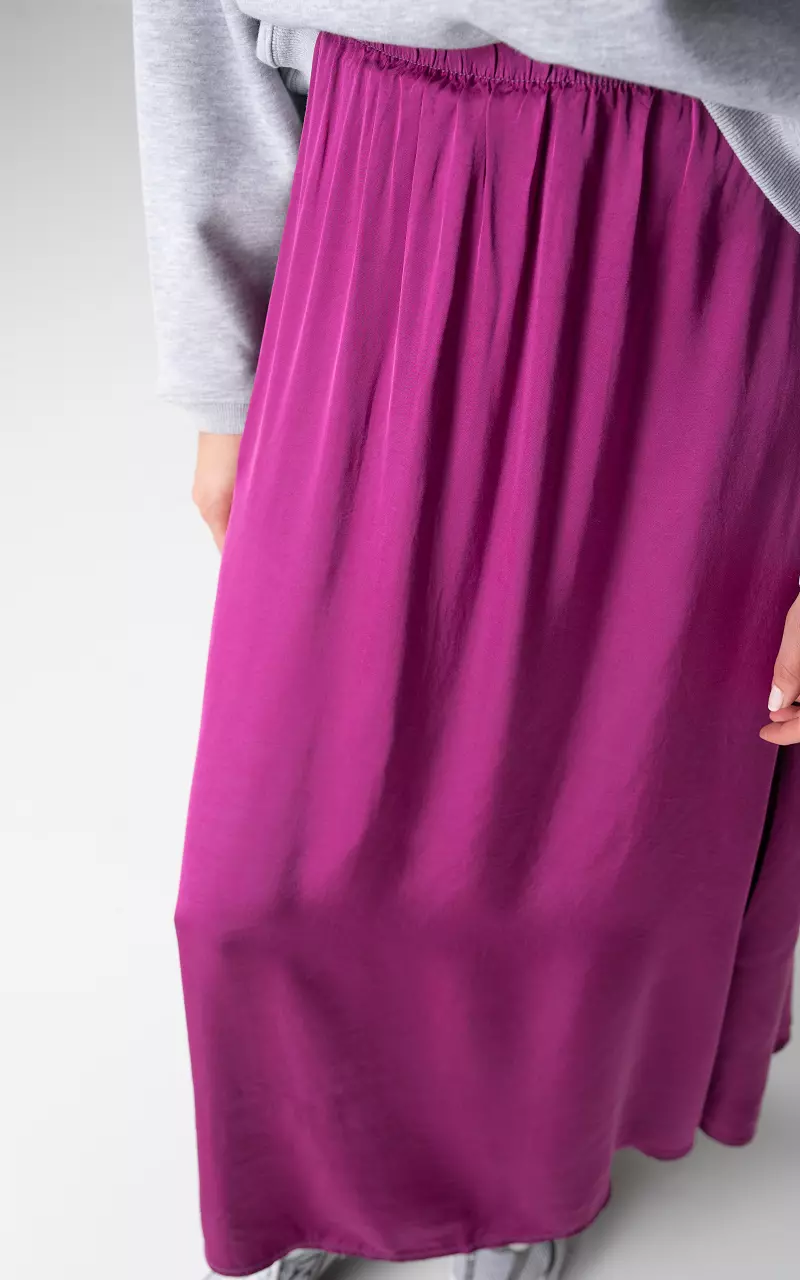 Satin-look maxi skirt Purple