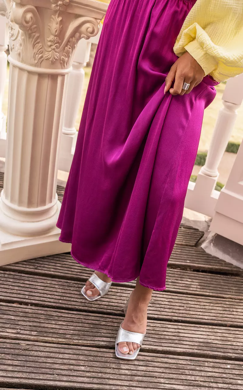 Satin-look maxi skirt Purple
