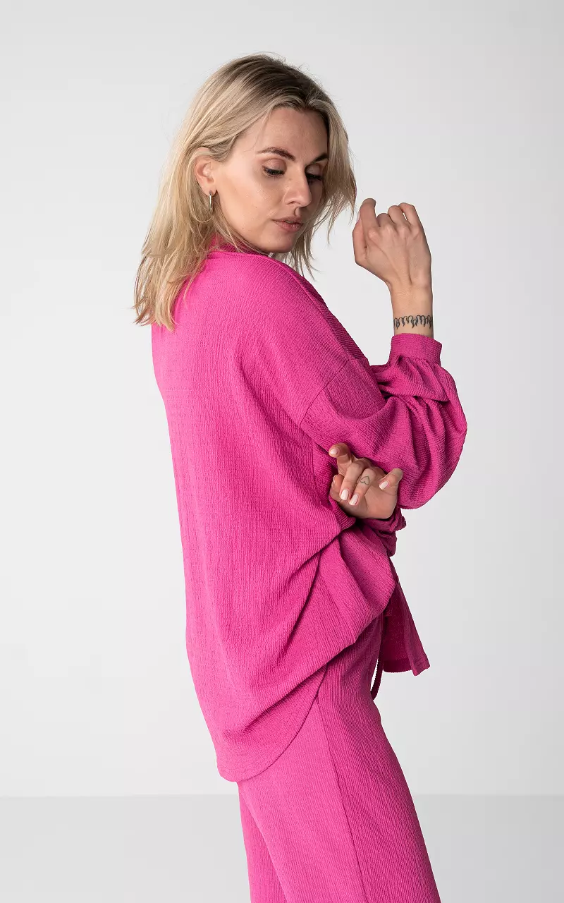 Oversized Bluse mit Knöpfen Pink