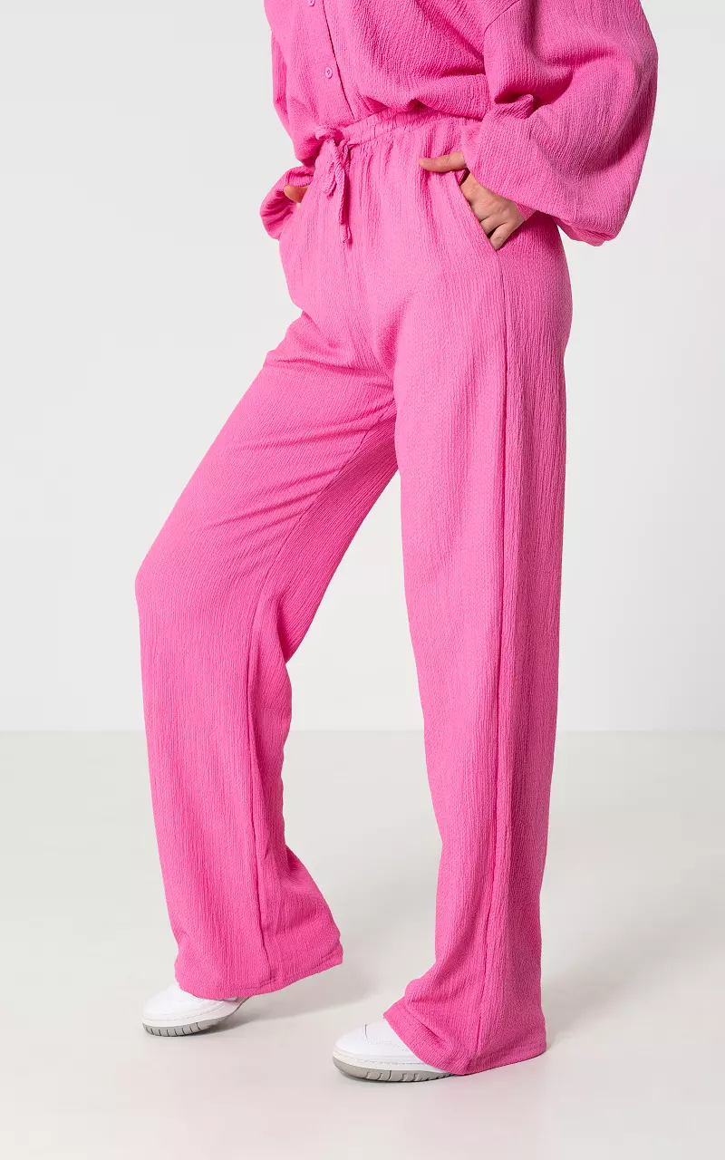 Hose mit weitem Bein und Bindeschleife Pink