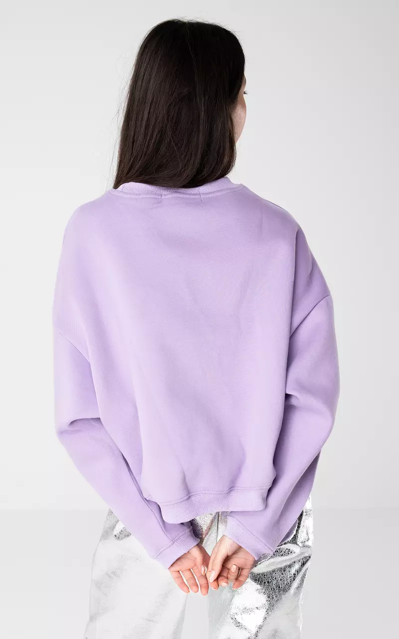 Sweater with embroidered text Lilac