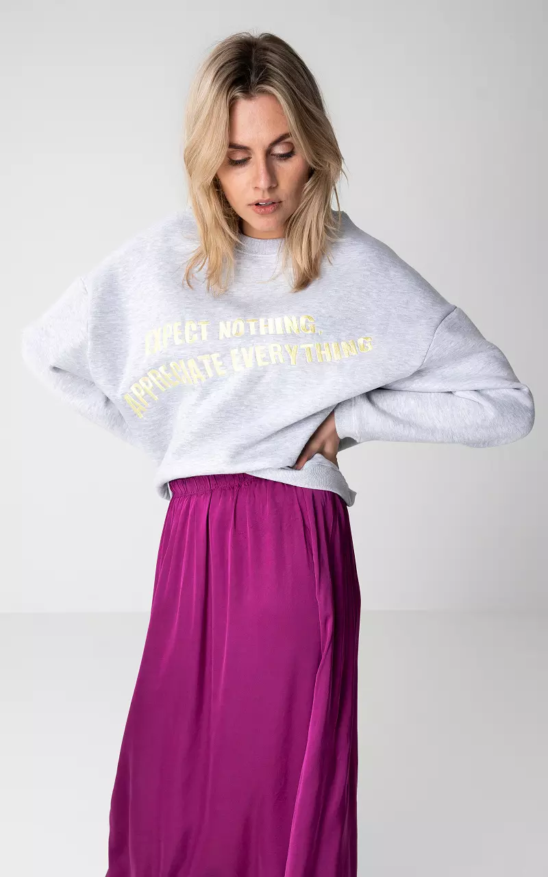 Sweater with embroidered text Light Grey
