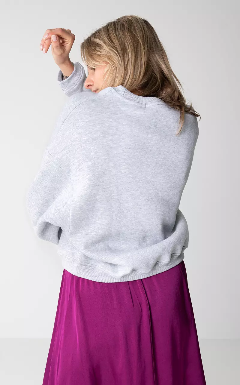 Sweater with embroidered text Light Grey