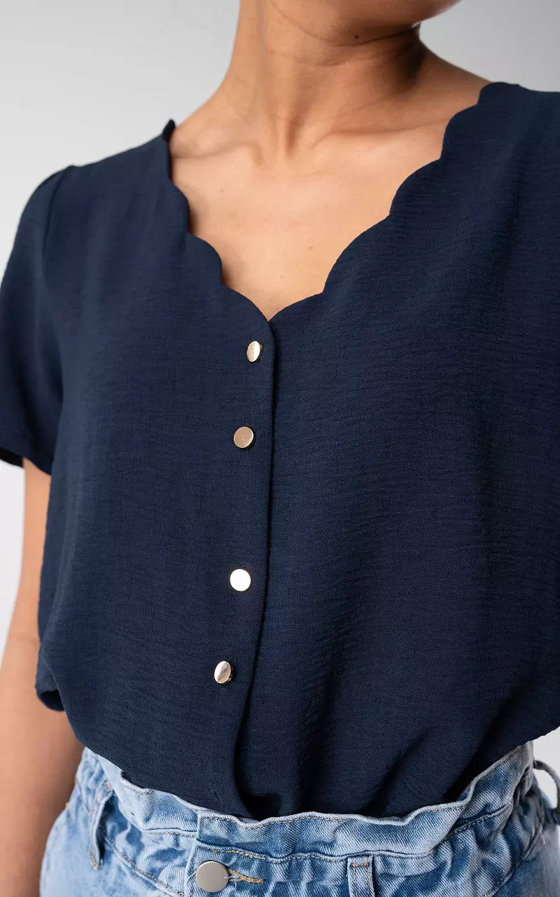 V-neck top with buttons Dark Blue
