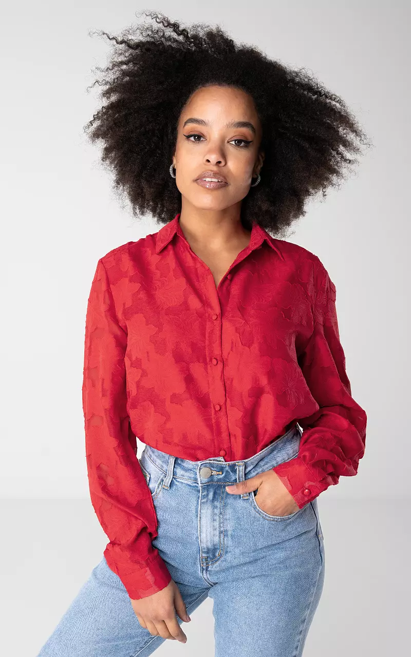 Bluse mit transparenten Details Rot