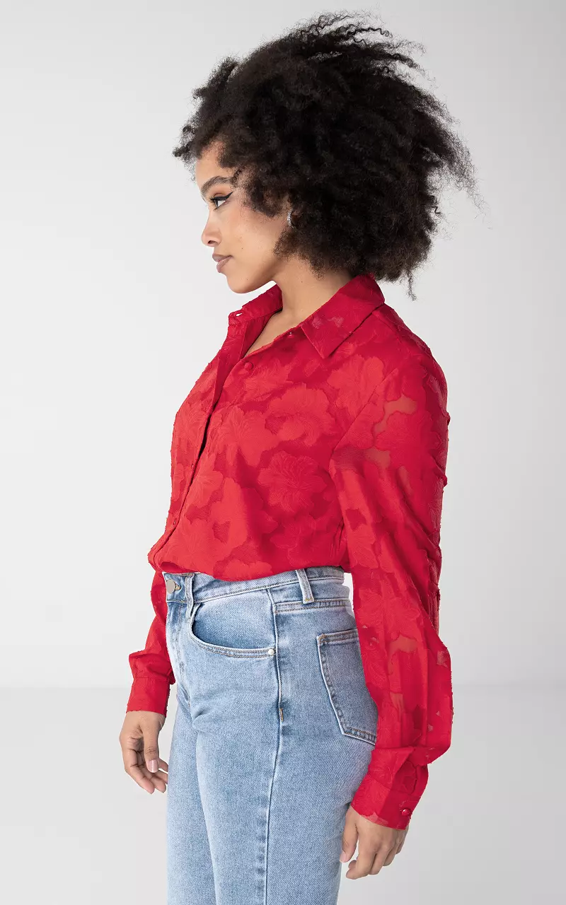 Bluse mit transparenten Details Rot