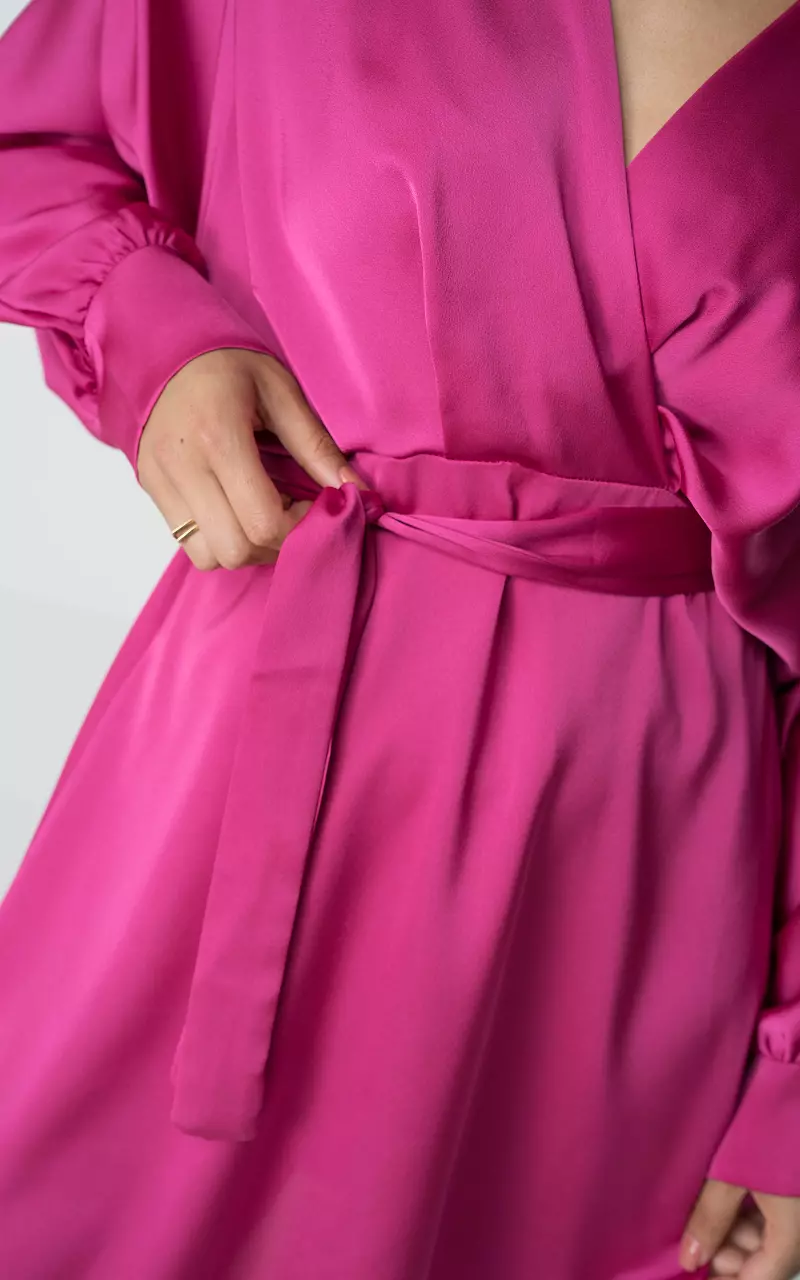 Satin-Look Kleid mit Bindeschleife Pink