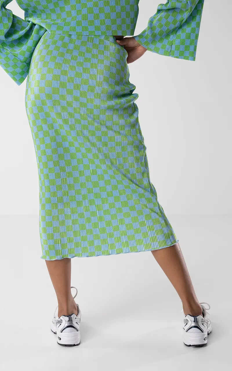 Pleated skirt with elastic band Green Blue