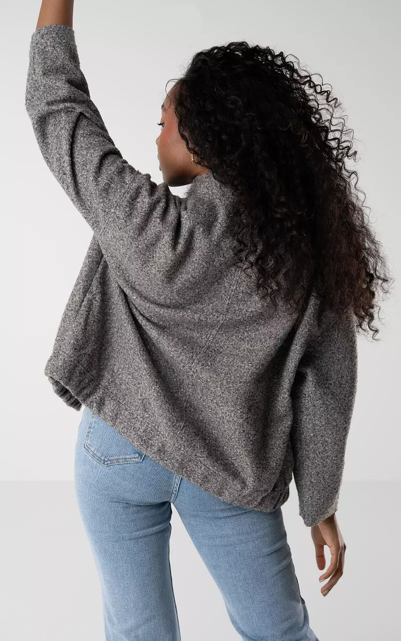 Oversized jas met bomber effect Taupe