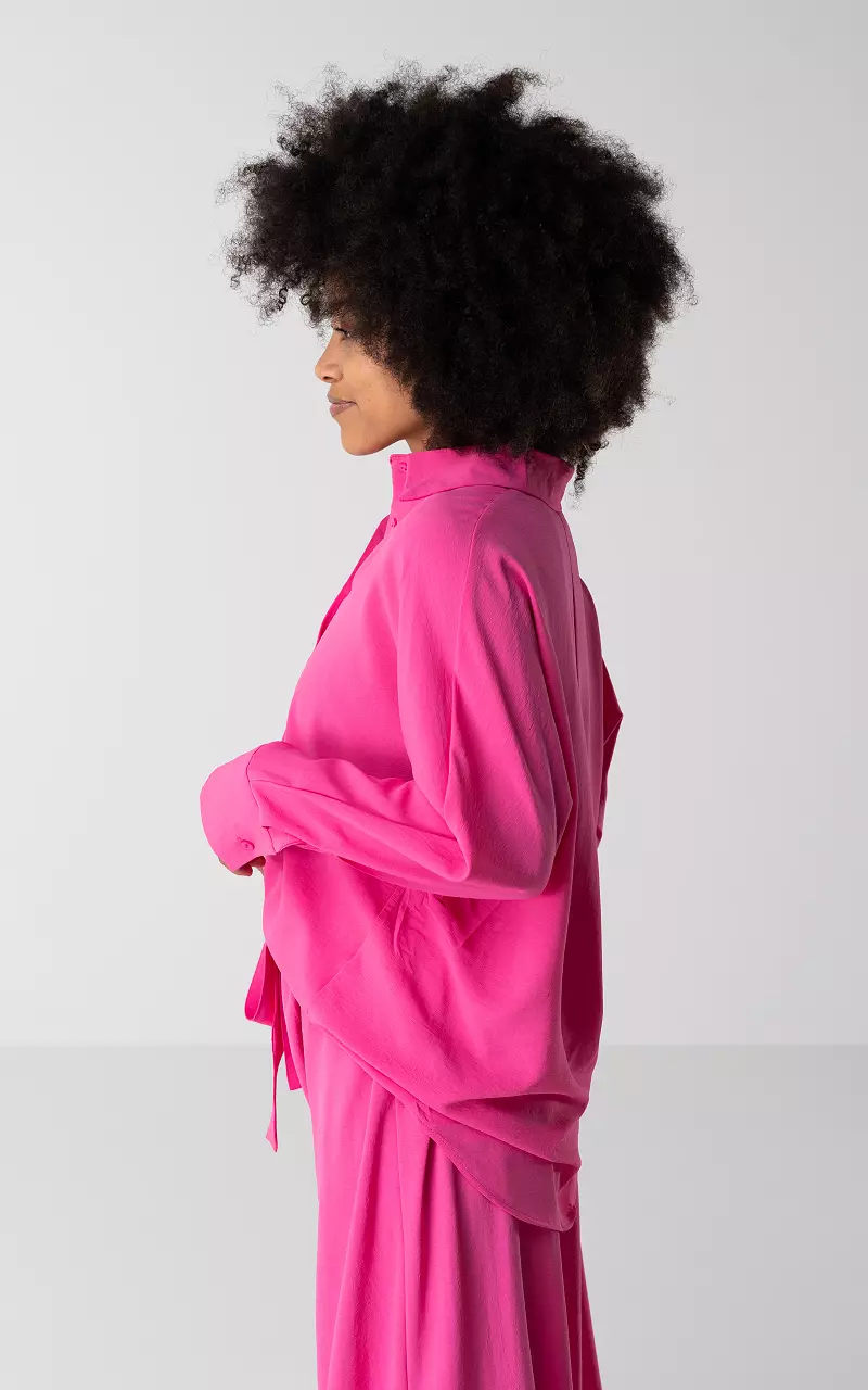 Basic Bluse mit Knöpfen Pink