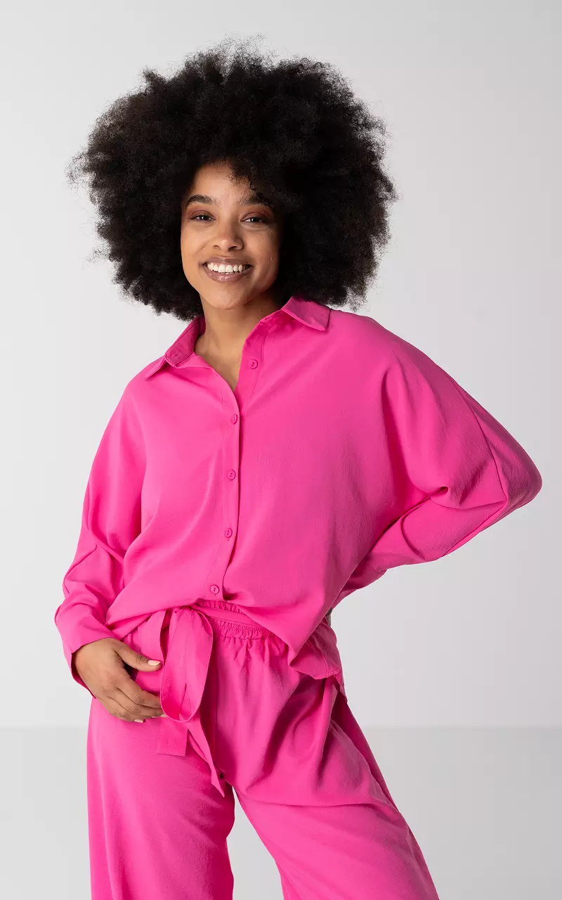 Basic Bluse mit Knöpfen Pink