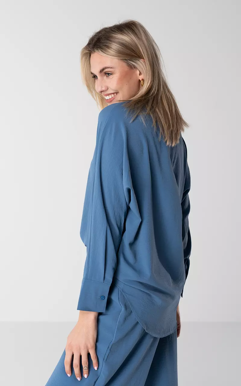 Basic Bluse mit Knöpfen Blau