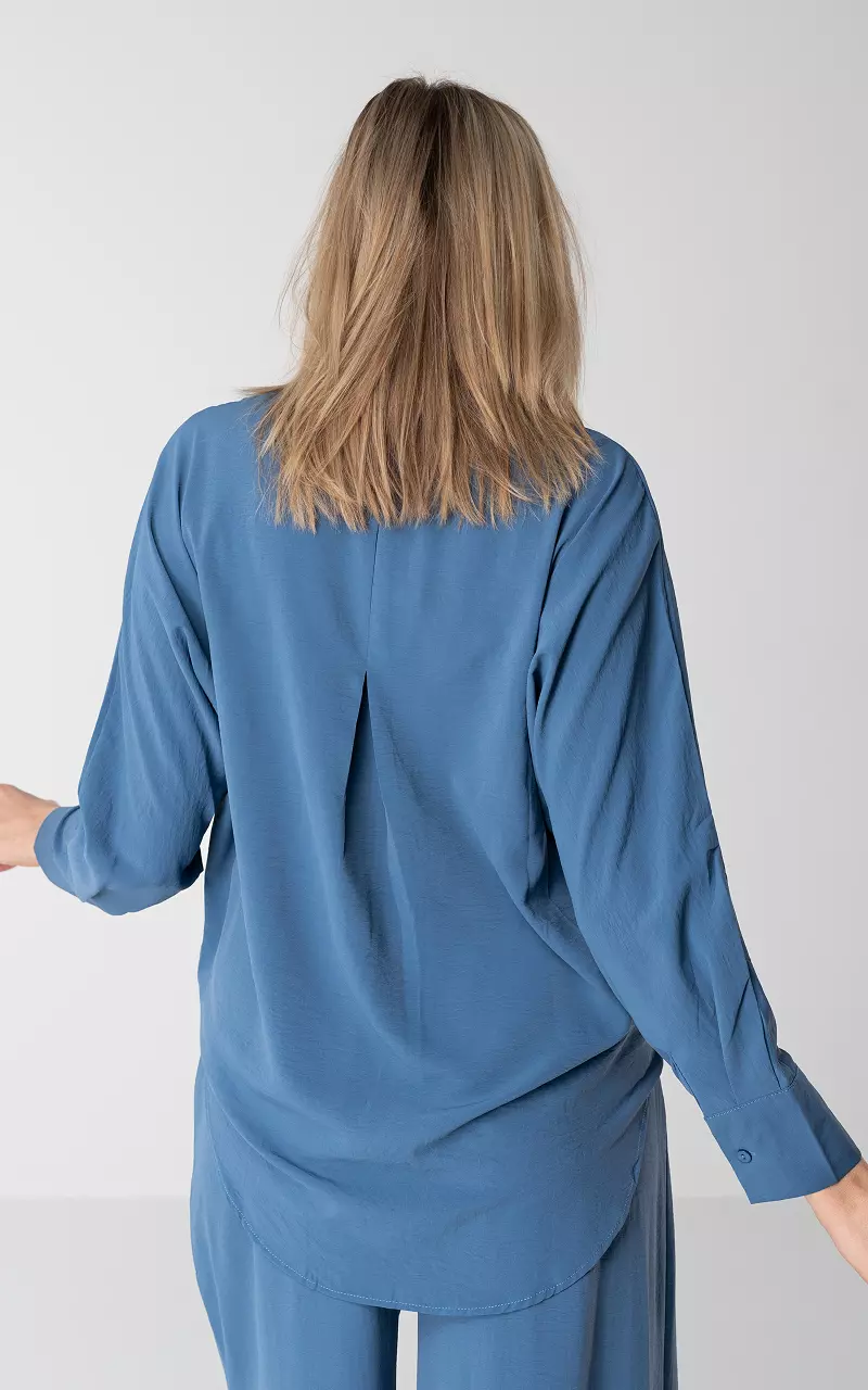 Basic blouse with buttons Blue