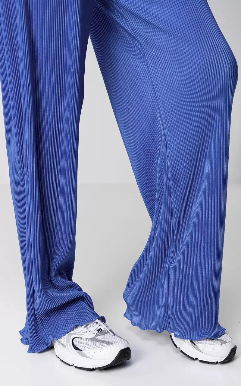 Plissé broek met elastische band Blauw