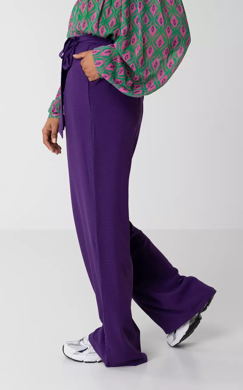 Wide leg pants with tie Purple