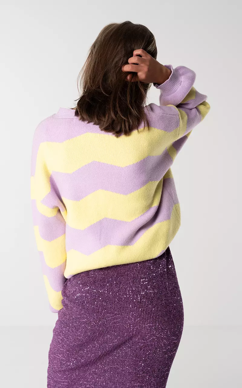 Cardigan with v-neck Lilac Yellow
