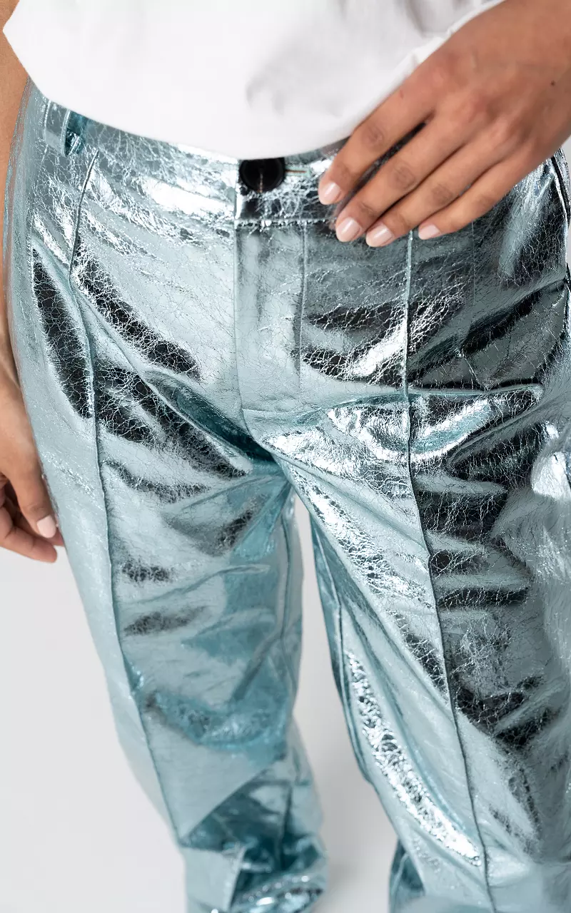 Metallic straight fit pants Mint
