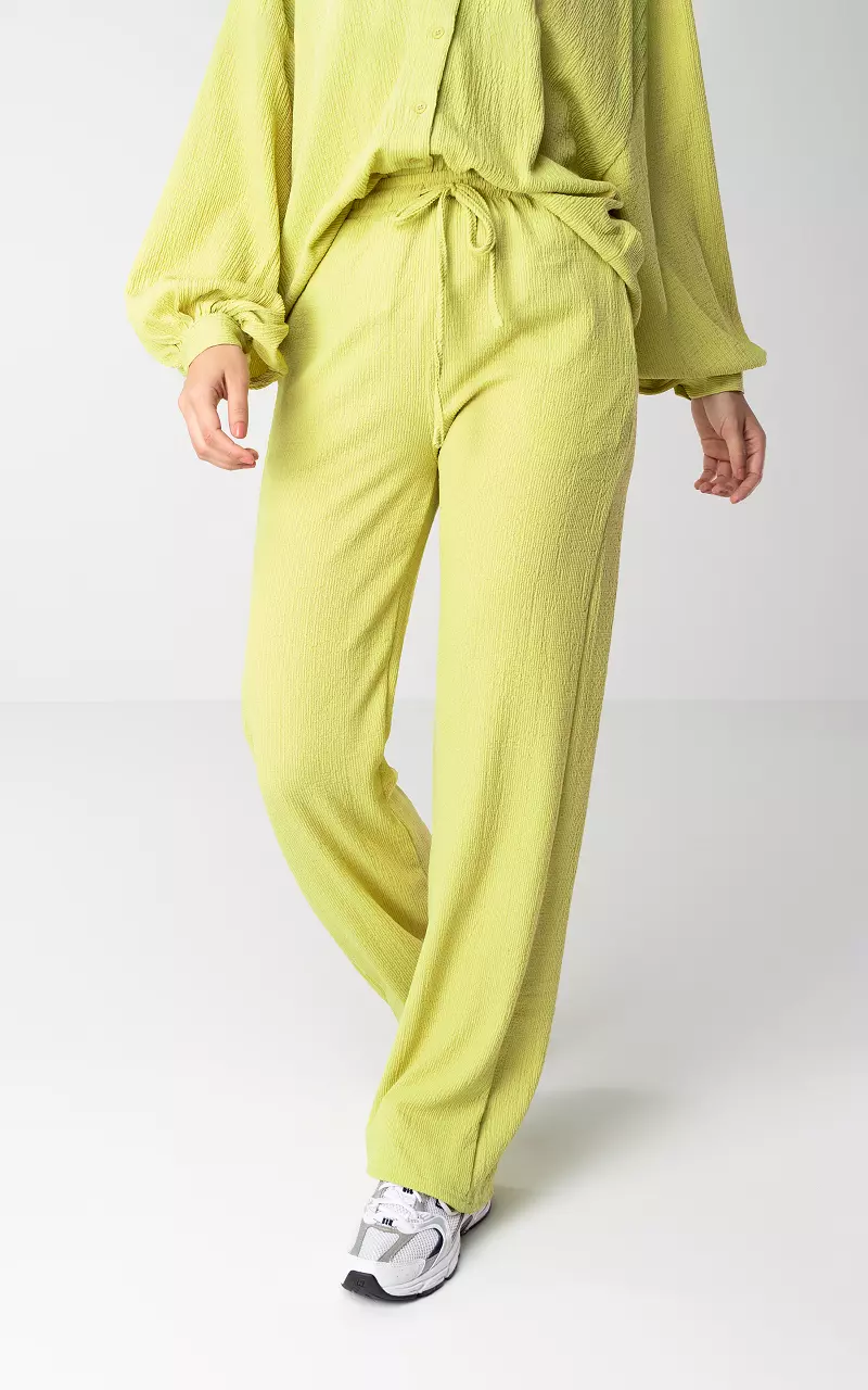Wide leg pants with tie Light Green