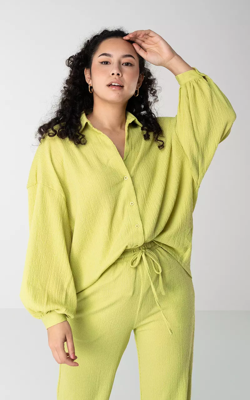 Oversized blouse with buttons Light Green