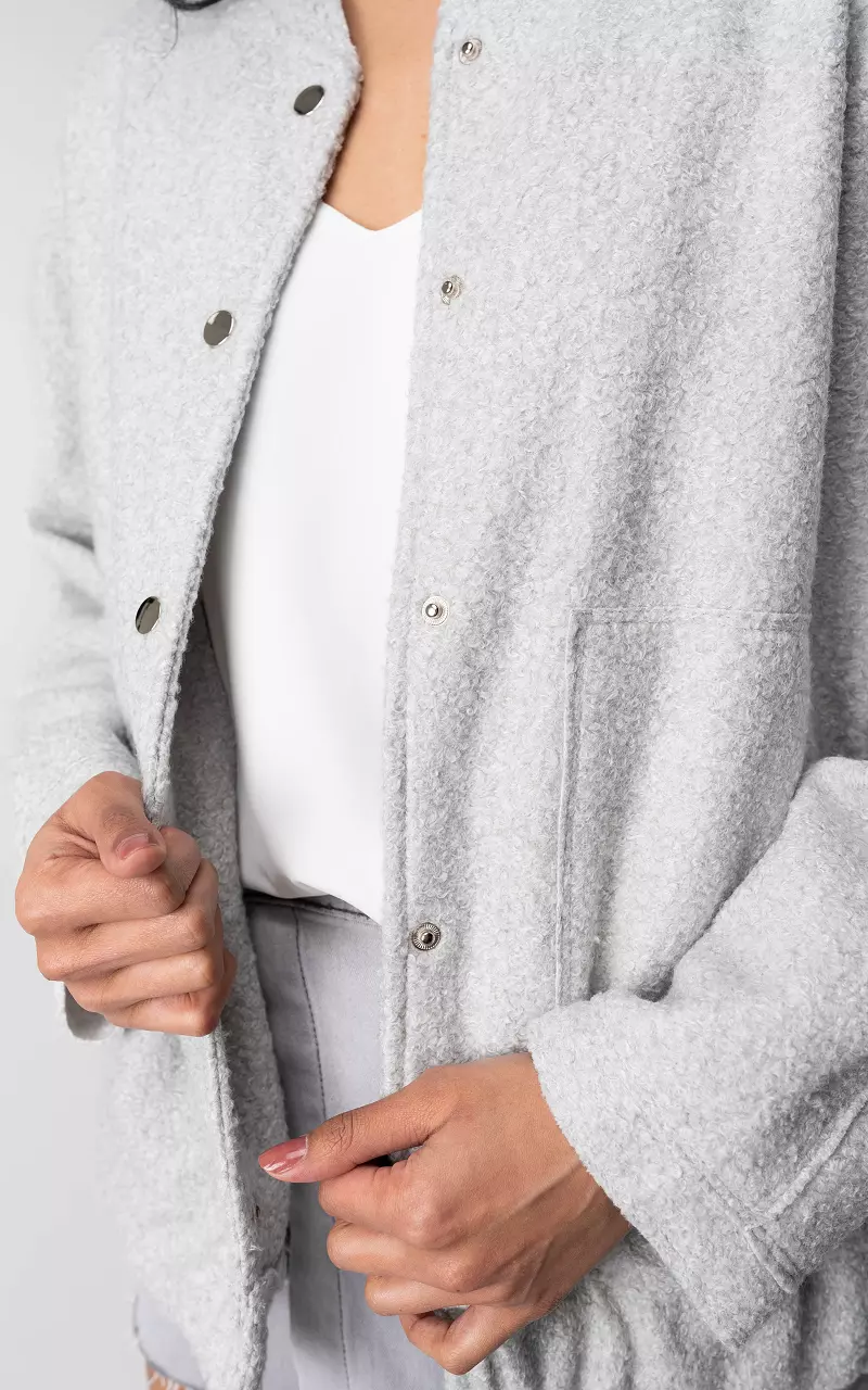 Oversized coat with press buttons Light Grey